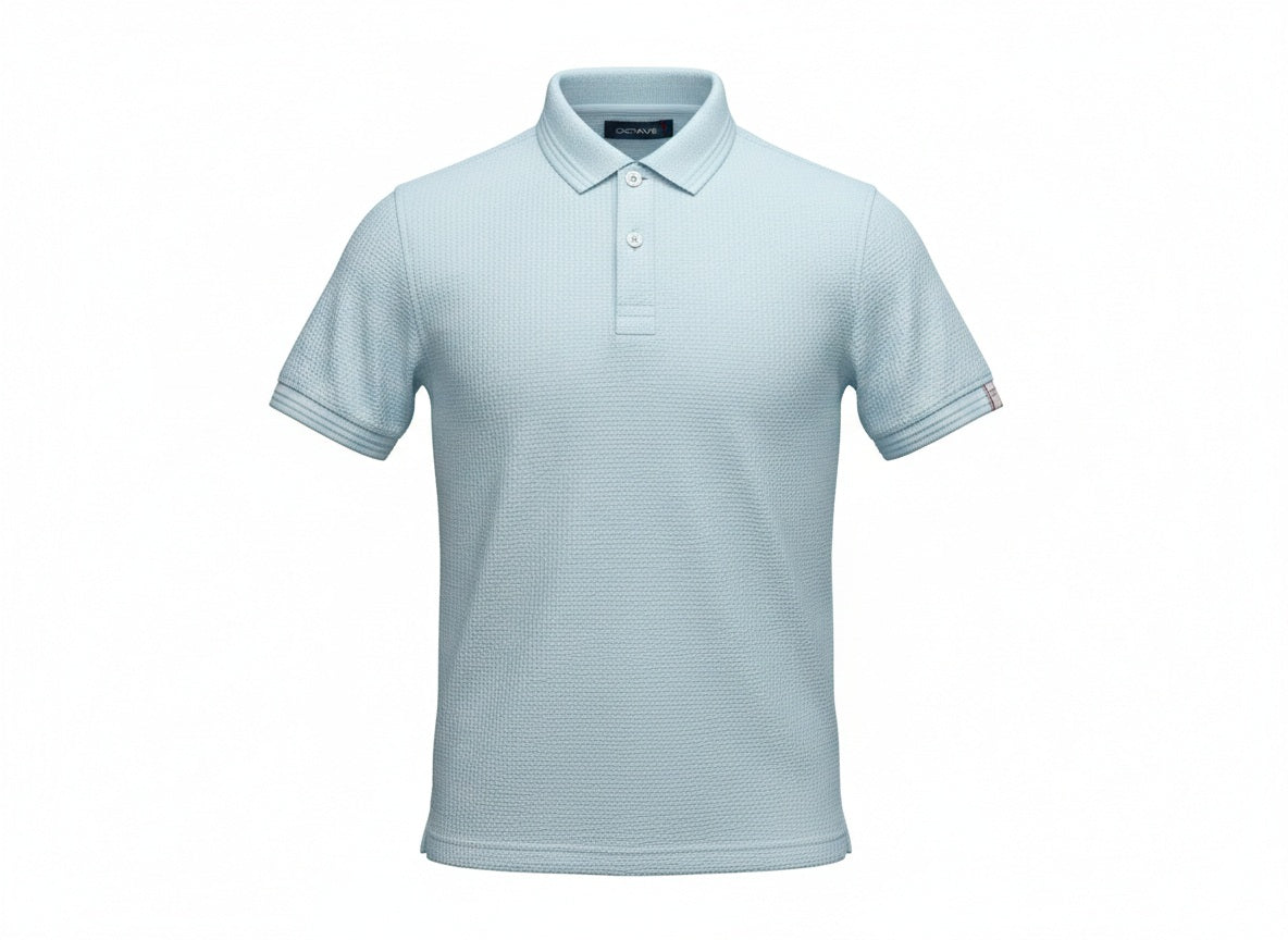 Boy Delicate Blue Solid Polo Neck T-Shirt