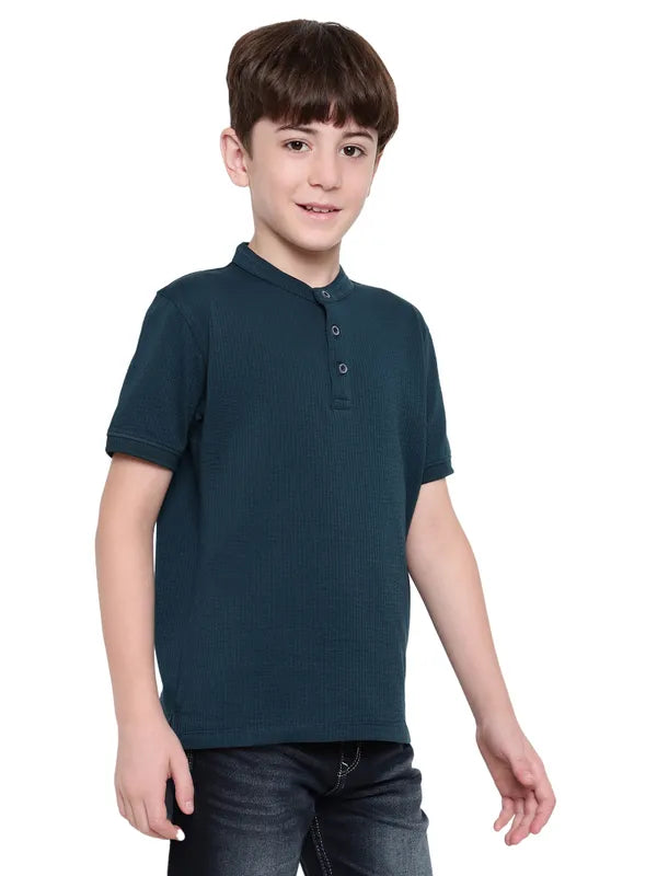 Octave Boys Mandarin Collar Solid T-Shirt