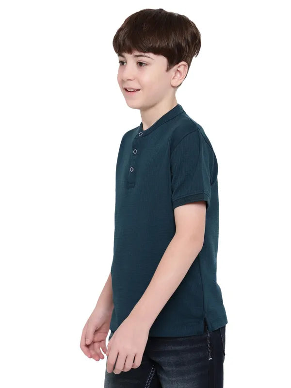 Octave Boys Mandarin Collar Solid T-Shirt