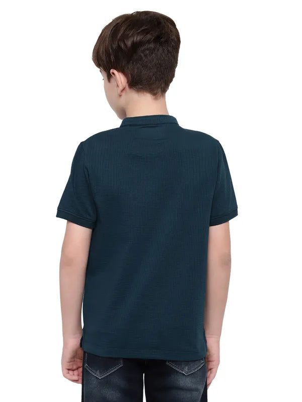 Octave Boys Mandarin Collar Solid T-Shirt