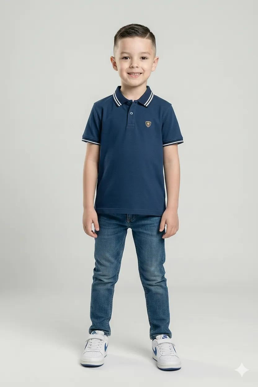 Boys Air-Force Solid Cotton Polo Tshirt