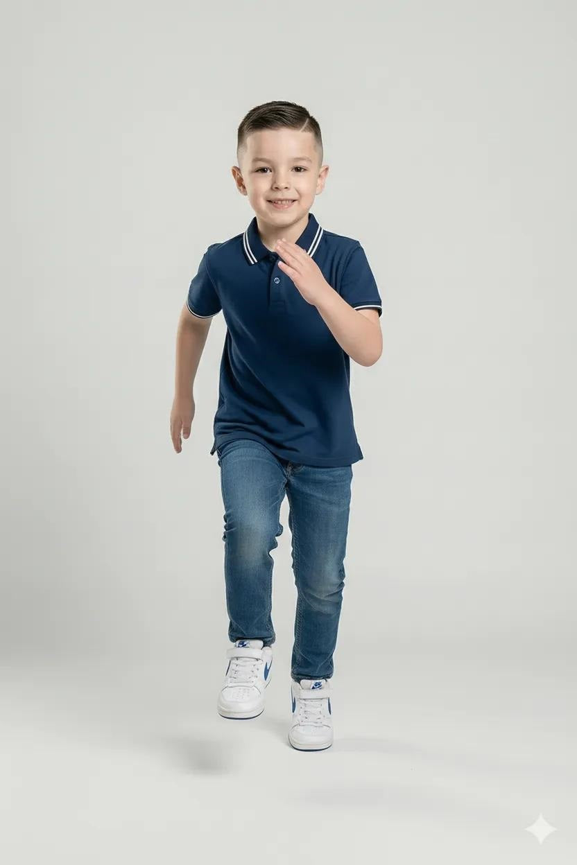 Boys Air-Force Solid Cotton Polo Tshirt