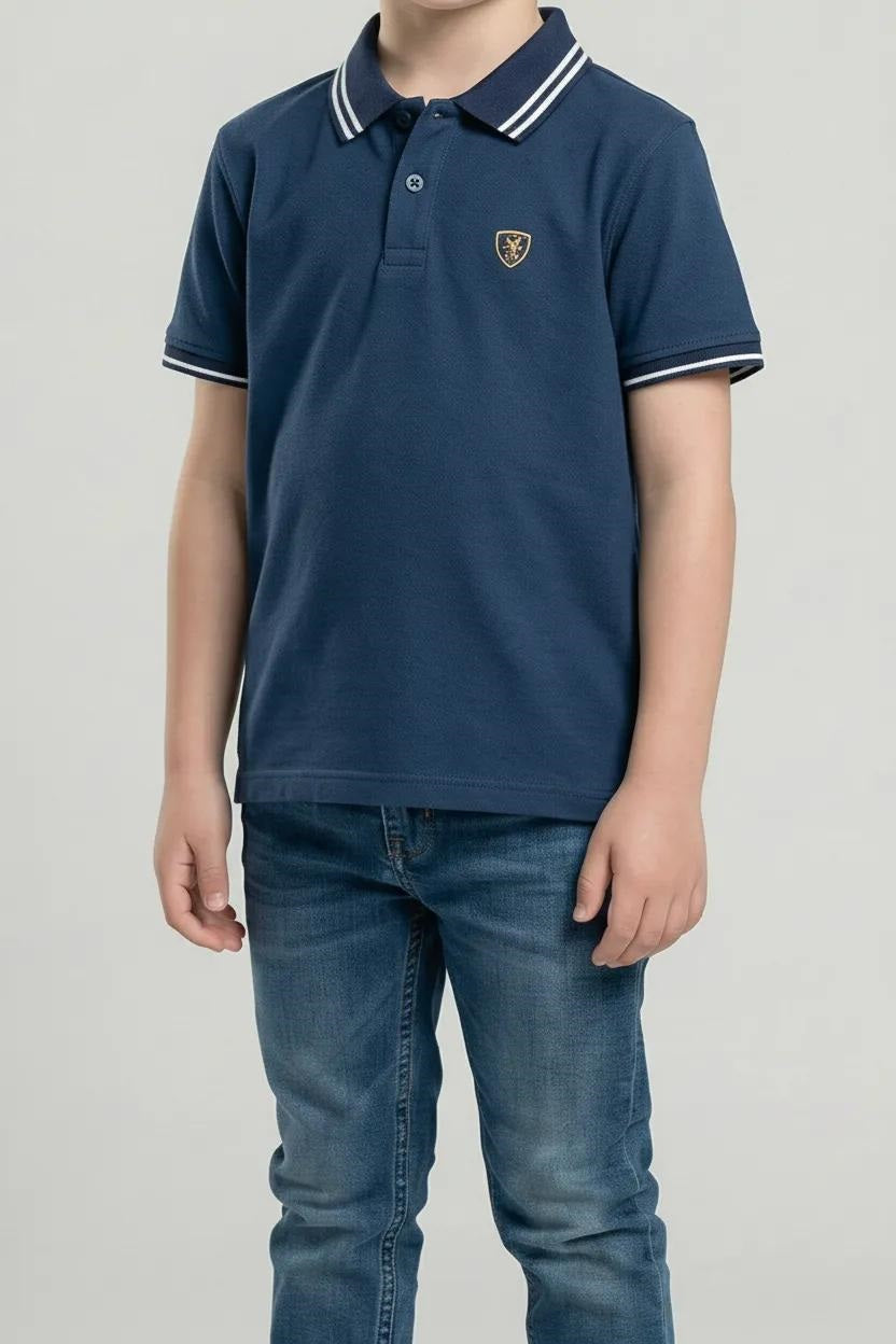 Boys Air-Force Solid Cotton Polo Tshirt