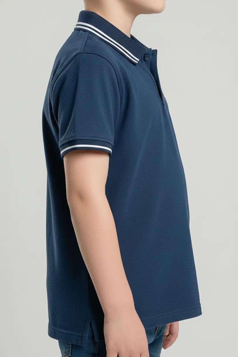 Boys Air-Force Solid Cotton Polo Tshirt