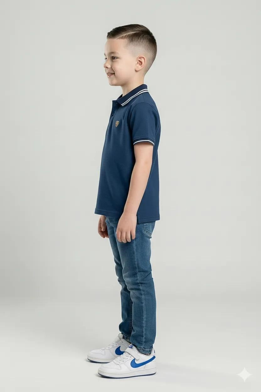 Boys Air-Force Solid Cotton Polo Tshirt