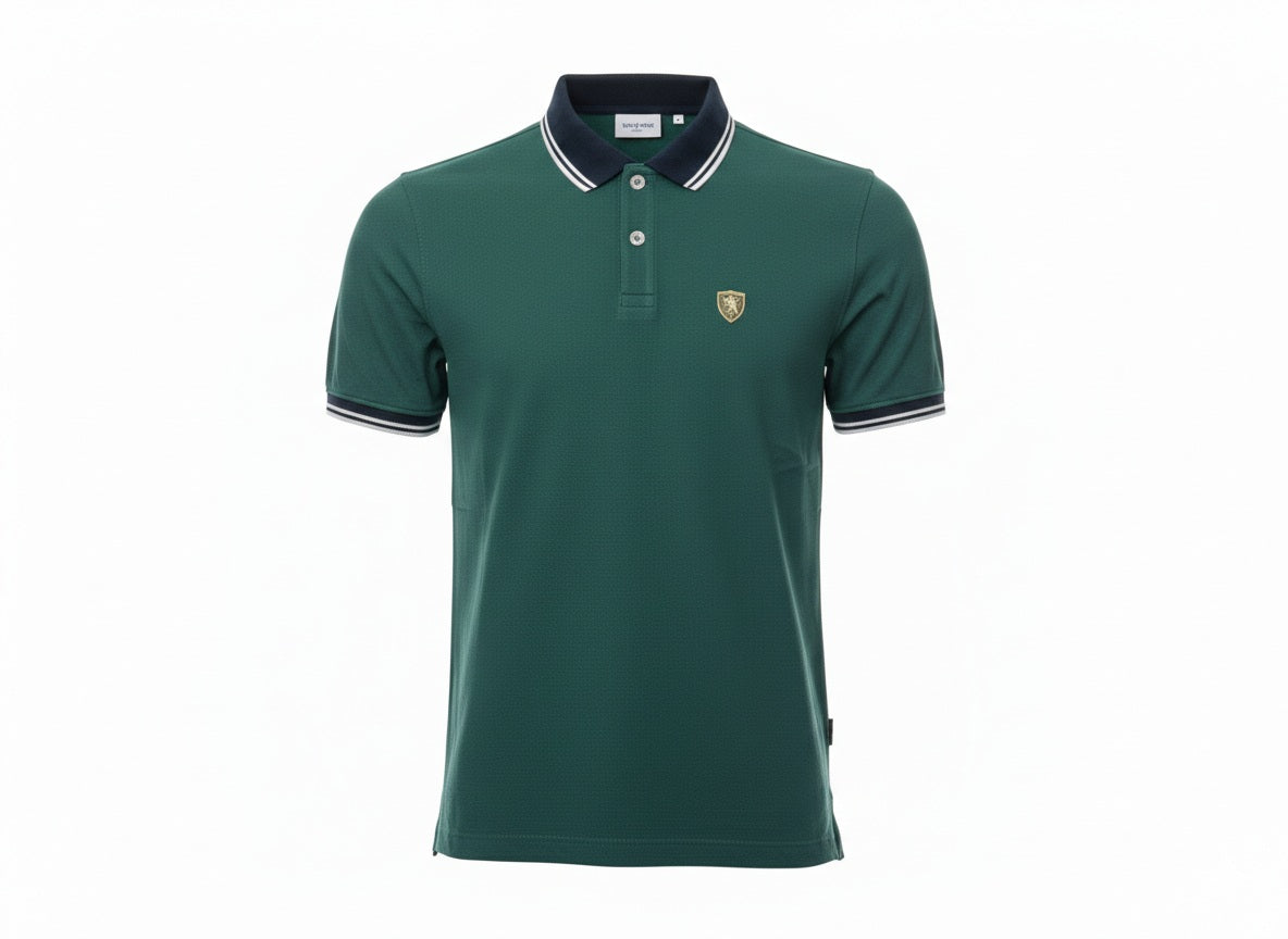 Boy Bottle Green Solid Polo Neck T-Shirt