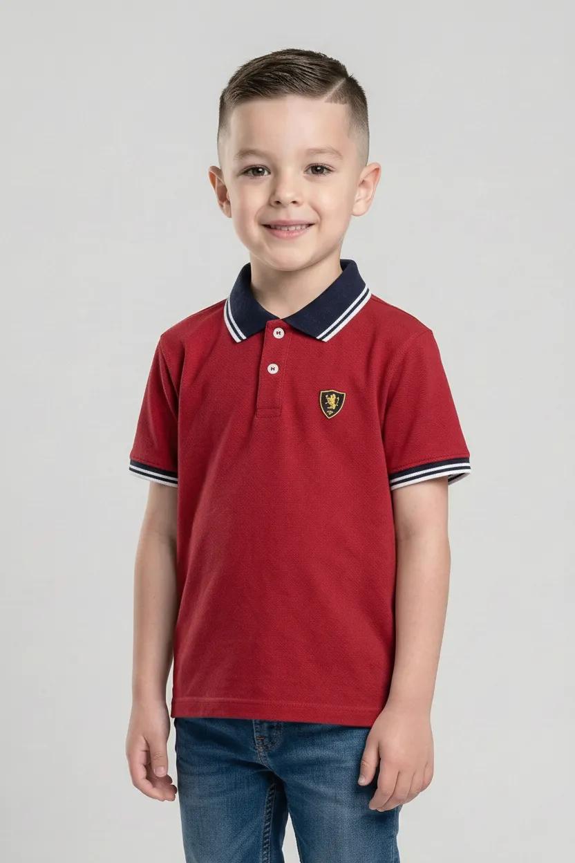 Boy Merlot Polo Collar Cotton Tshirt