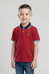 Boy Merlot Polo Collar Cotton Tshirt