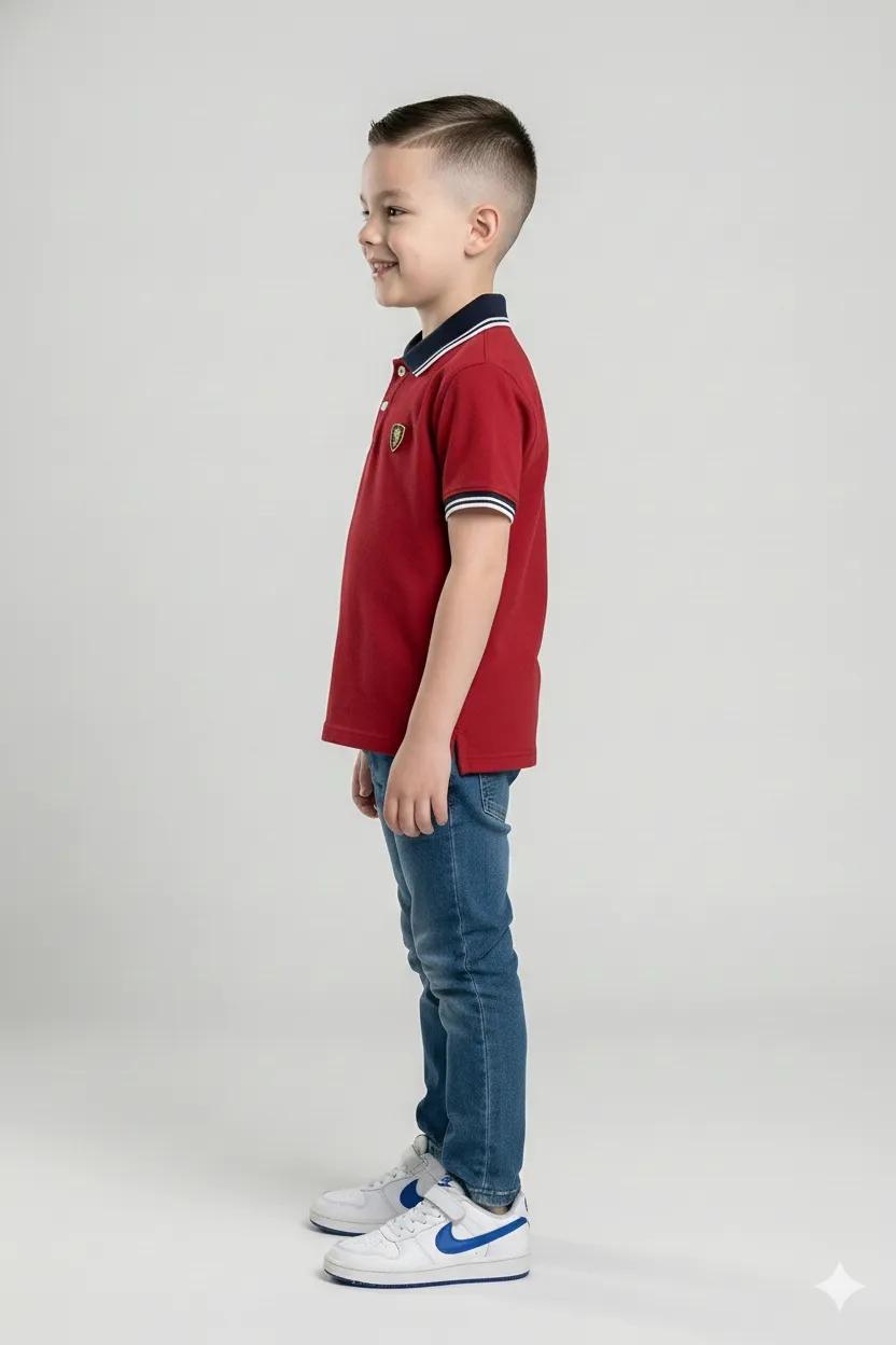 Boy Merlot Polo Collar Cotton Tshirt