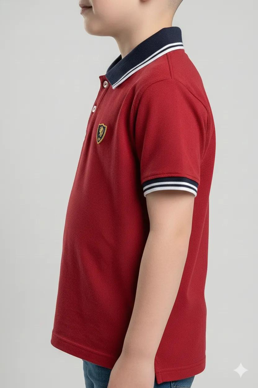 Boy Merlot Polo Collar Cotton Tshirt