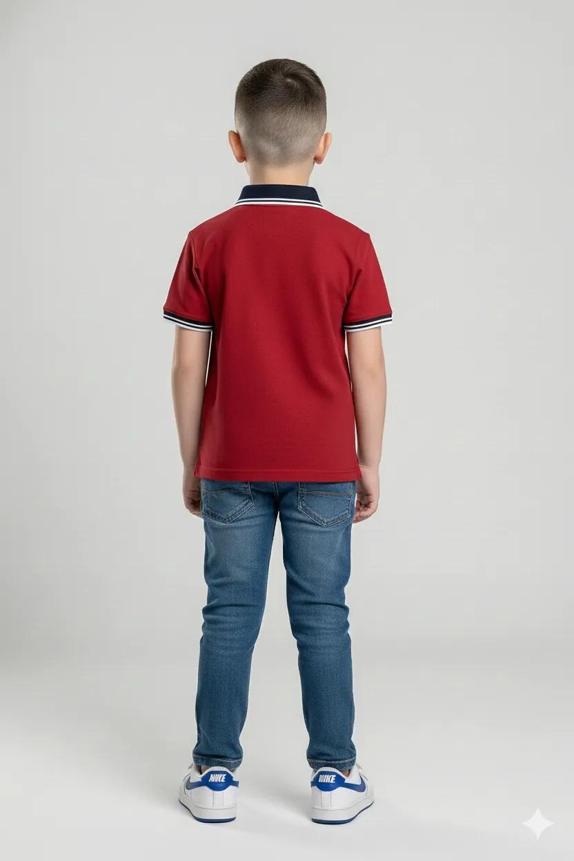 Boy Merlot Polo Collar Cotton Tshirt