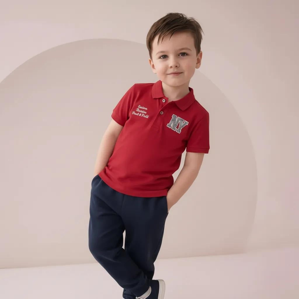 Octave Boys Typography Printed Polo Collar T-shirt