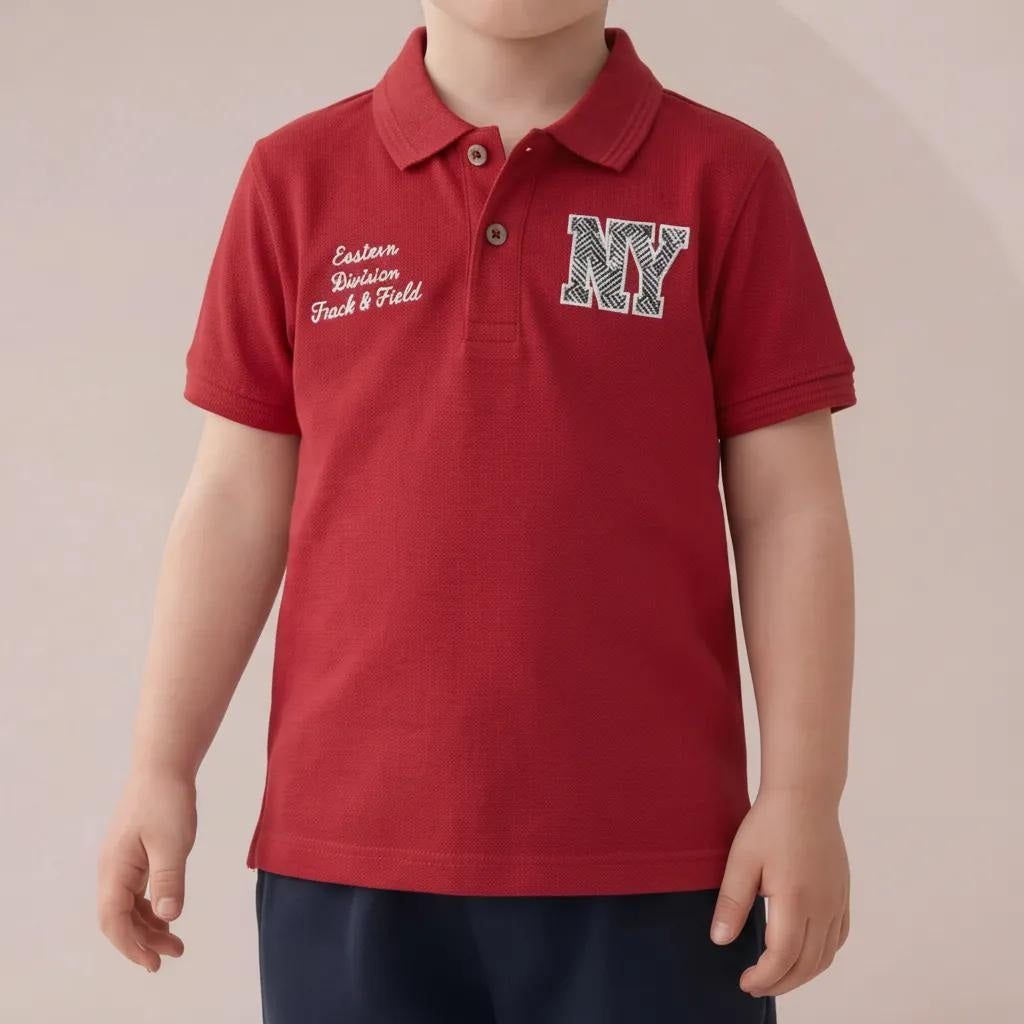 Octave Boys Typography Printed Polo Collar T-shirt