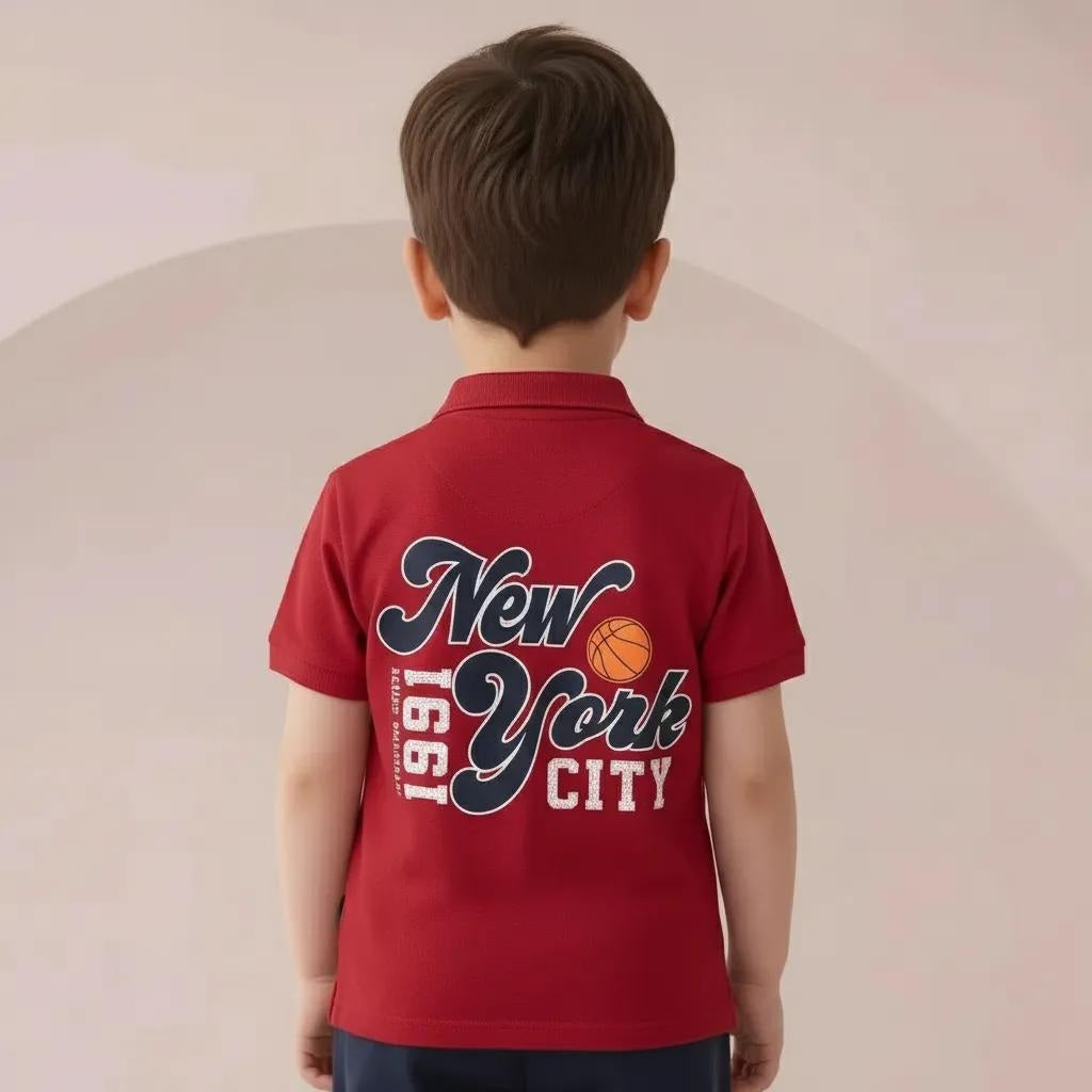 Octave Boys Typography Printed Polo Collar T-shirt