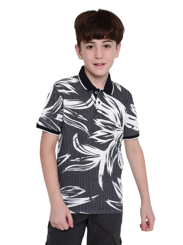 Octave Boys Abstract Printed Polo Collar Cotton T-Shirt