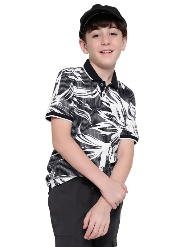 Octave Boys Abstract Printed Polo Collar Cotton T-Shirt