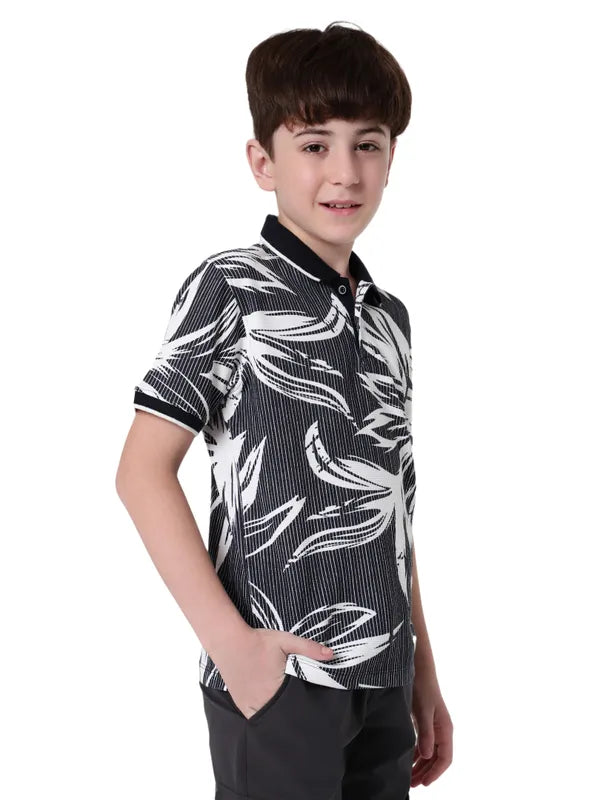 Octave Boys Abstract Printed Polo Collar Cotton T-Shirt