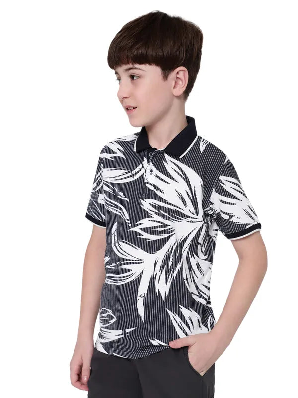 Octave Boys Abstract Printed Polo Collar Cotton T-Shirt