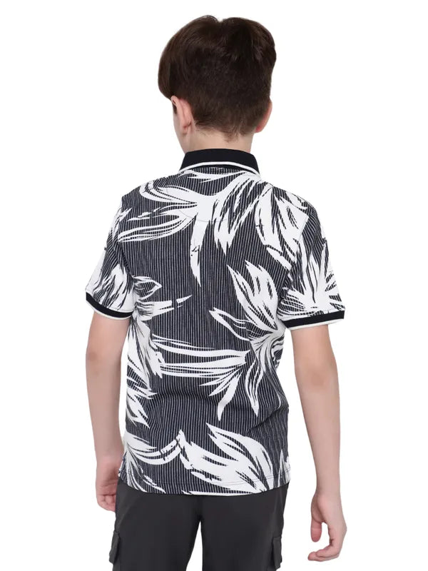 Octave Boys Abstract Printed Polo Collar Cotton T-Shirt