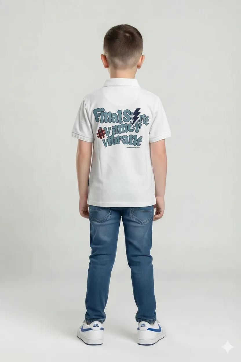 Boy Polo Collar Printed T-Shirt