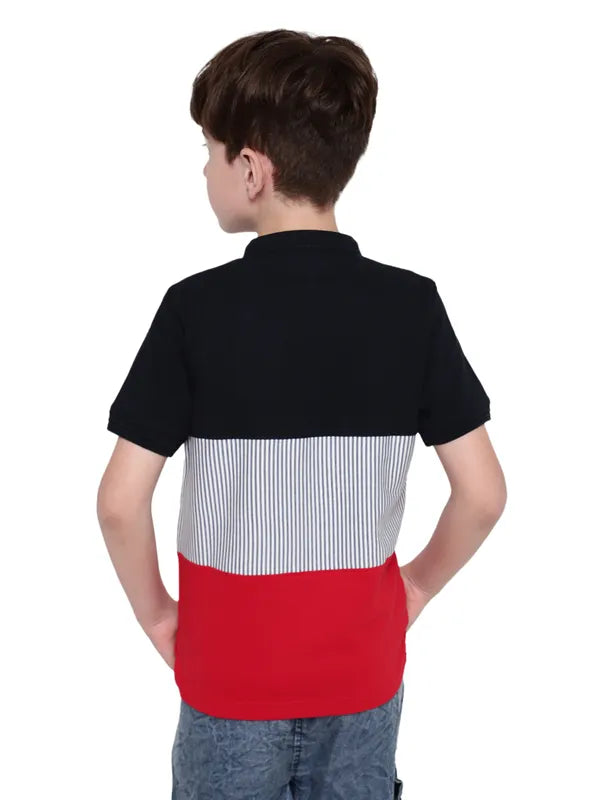 Octave Boys Colourblocked Nautical Polo Collar Cotton T-Shirt