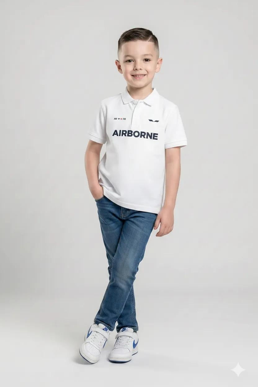 Boys Typography Printed Polo Collar T-shirt