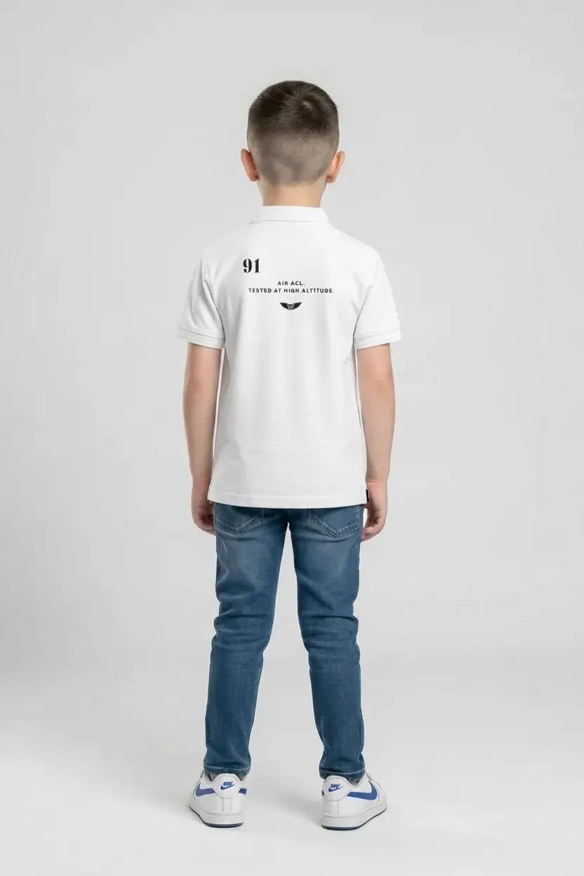 Boys Typography Printed Polo Collar T-shirt