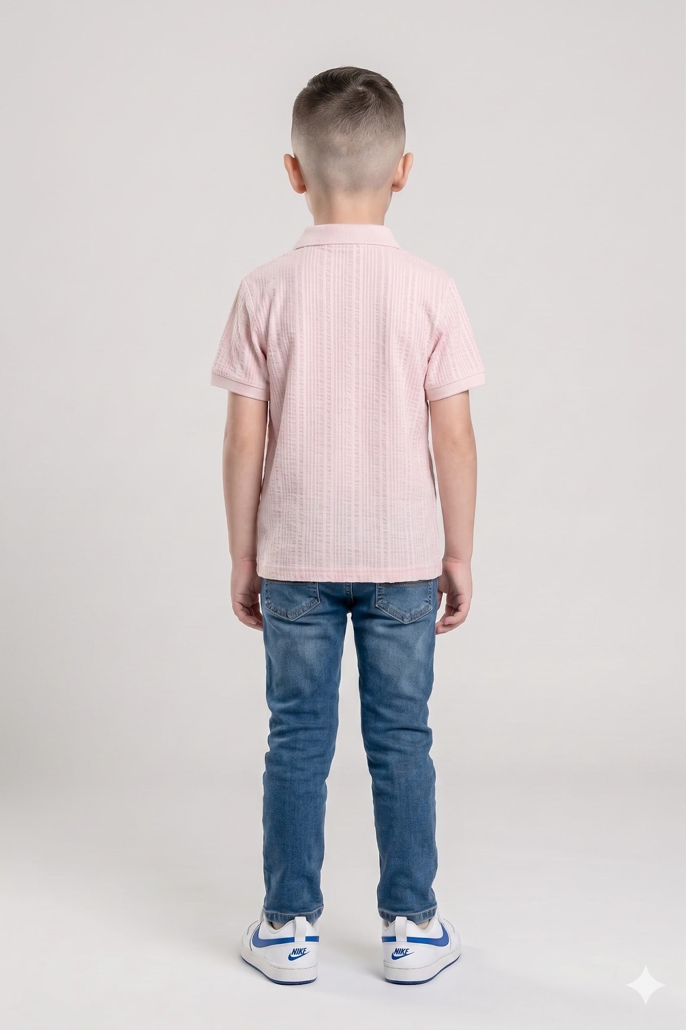 Boy Barely Pink Striped Polo Neck T-Shirt