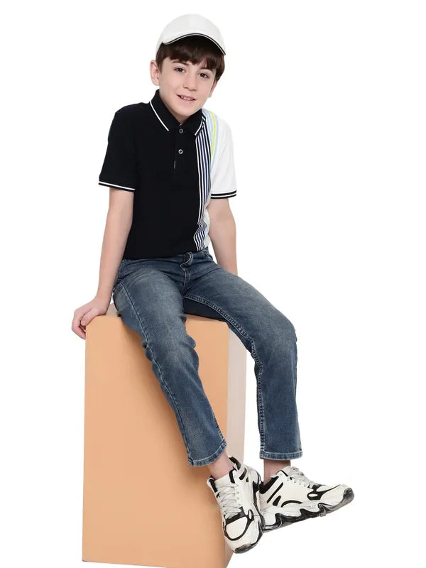 Octave Boys Polo Collar Colourblocked T-Shirt