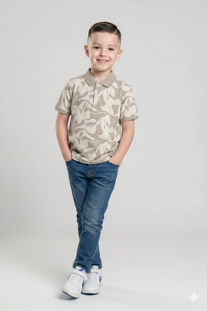 Boy Onyx Printed Polo Neck T-Shirt