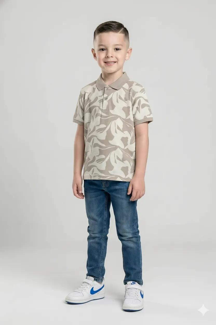 Boy Onyx Printed Polo Neck T-Shirt