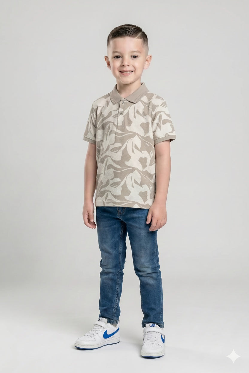 Boy Onyx Printed Polo Neck T-Shirt