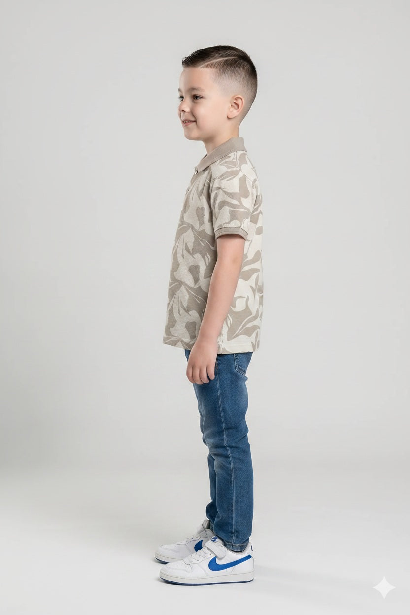 Boy Onyx Printed Polo Neck T-Shirt