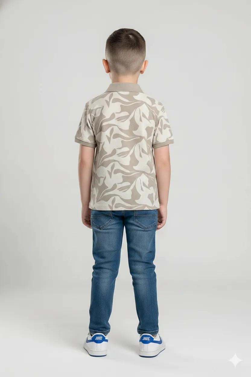 Boy Onyx Printed Polo Neck T-Shirt