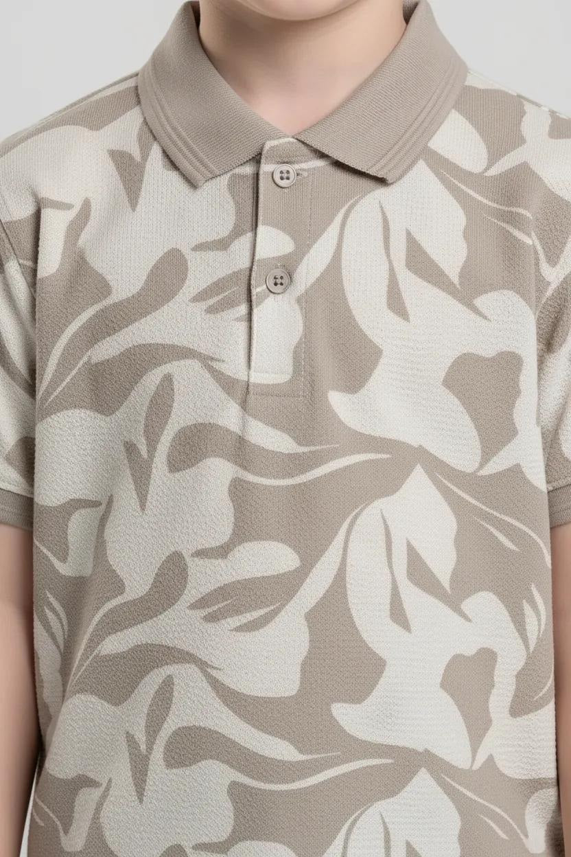 Boy Onyx Printed Polo Neck T-Shirt