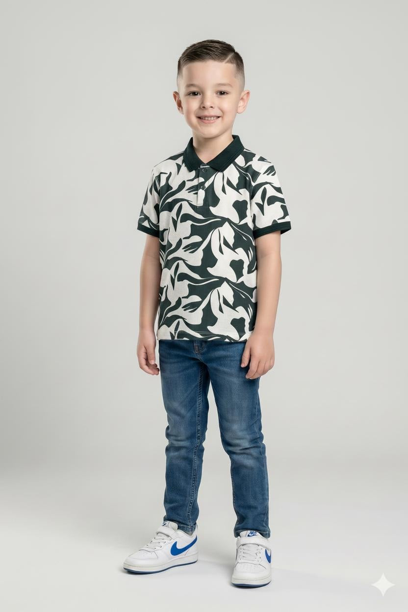 Boy Pacific Printed Polo Neck T-Shirt