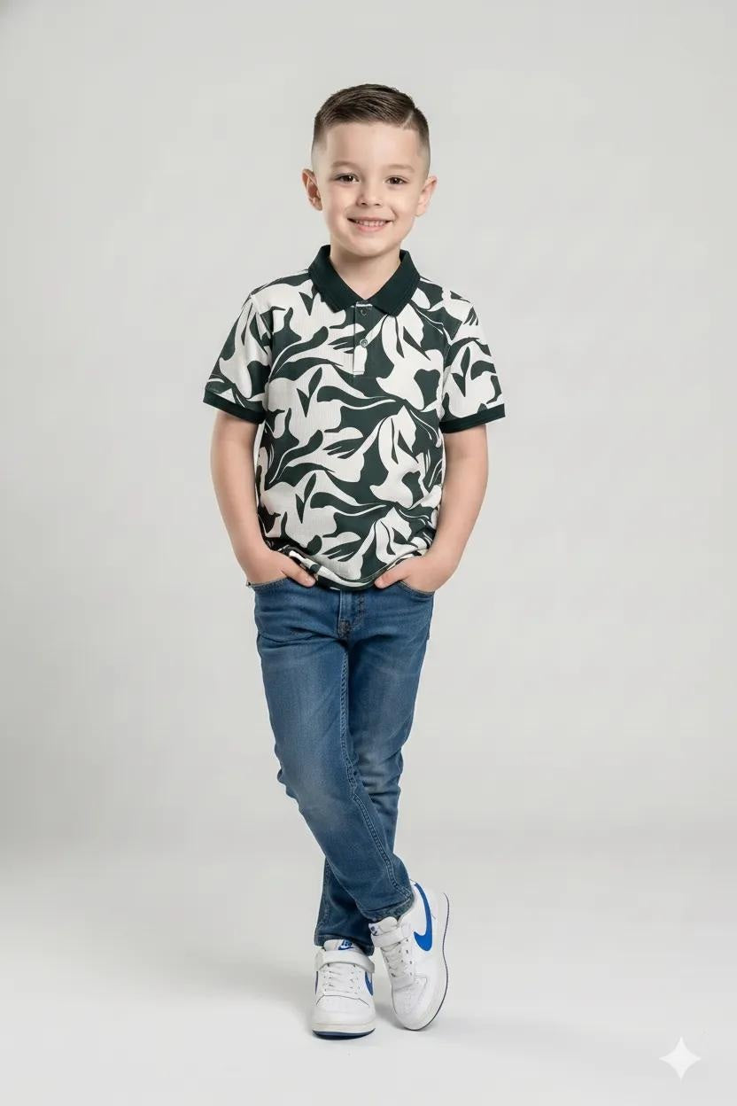 Boy Pacific Printed Polo Neck T-Shirt
