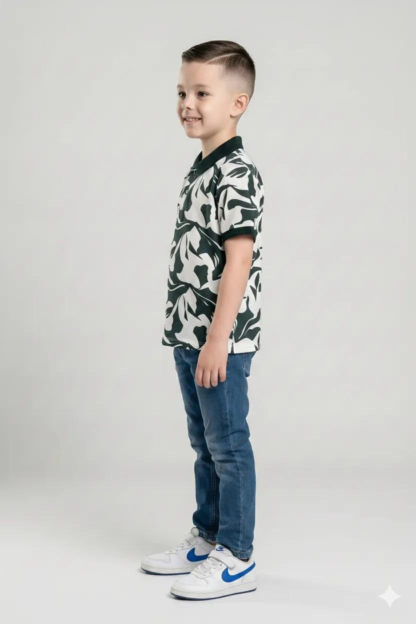 Boy Pacific Printed Polo Neck T-Shirt