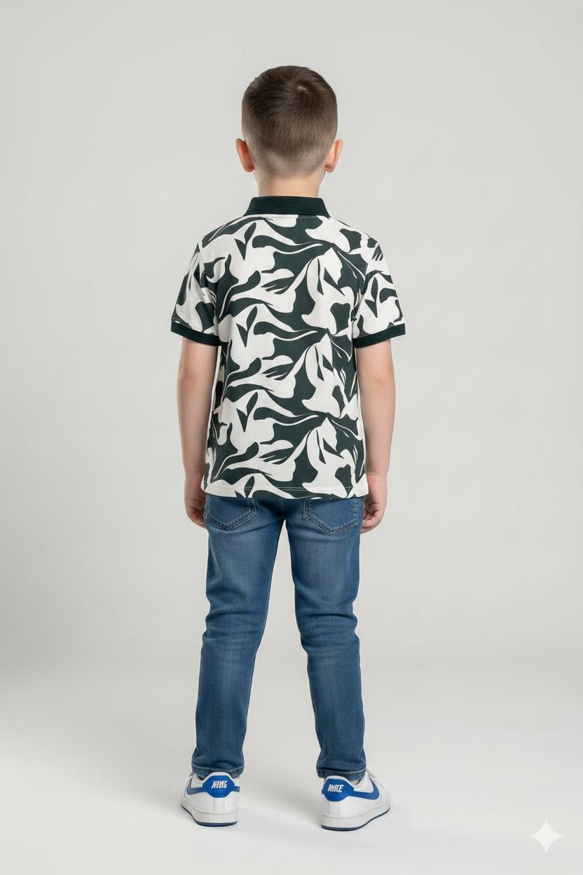 Boy Pacific Printed Polo Neck T-Shirt