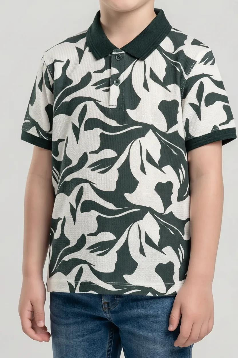 Boy Pacific Printed Polo Neck T-Shirt