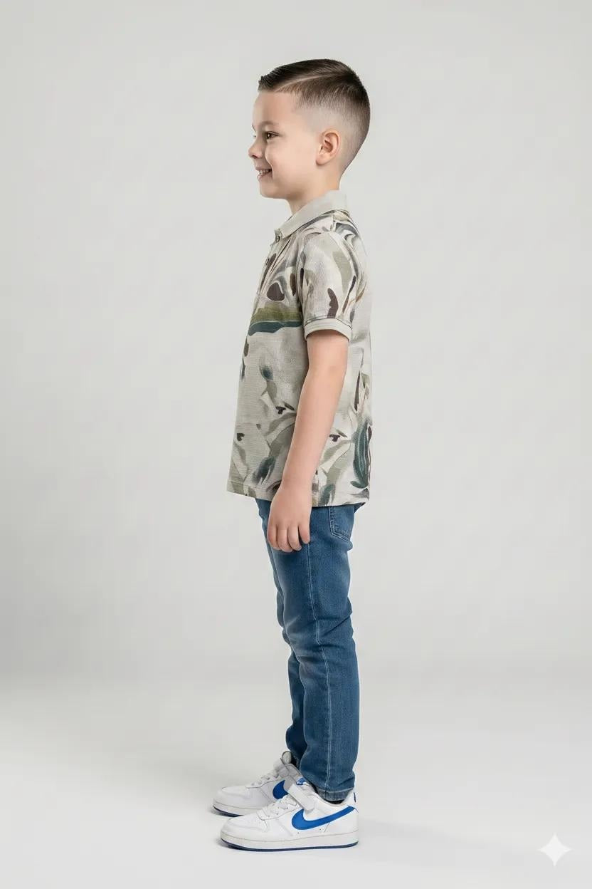 Boys Colourblocked Polo Collar T-shirt
