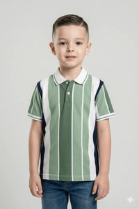 Octave Boys Mint Stripes Printed Cotton Tshirt