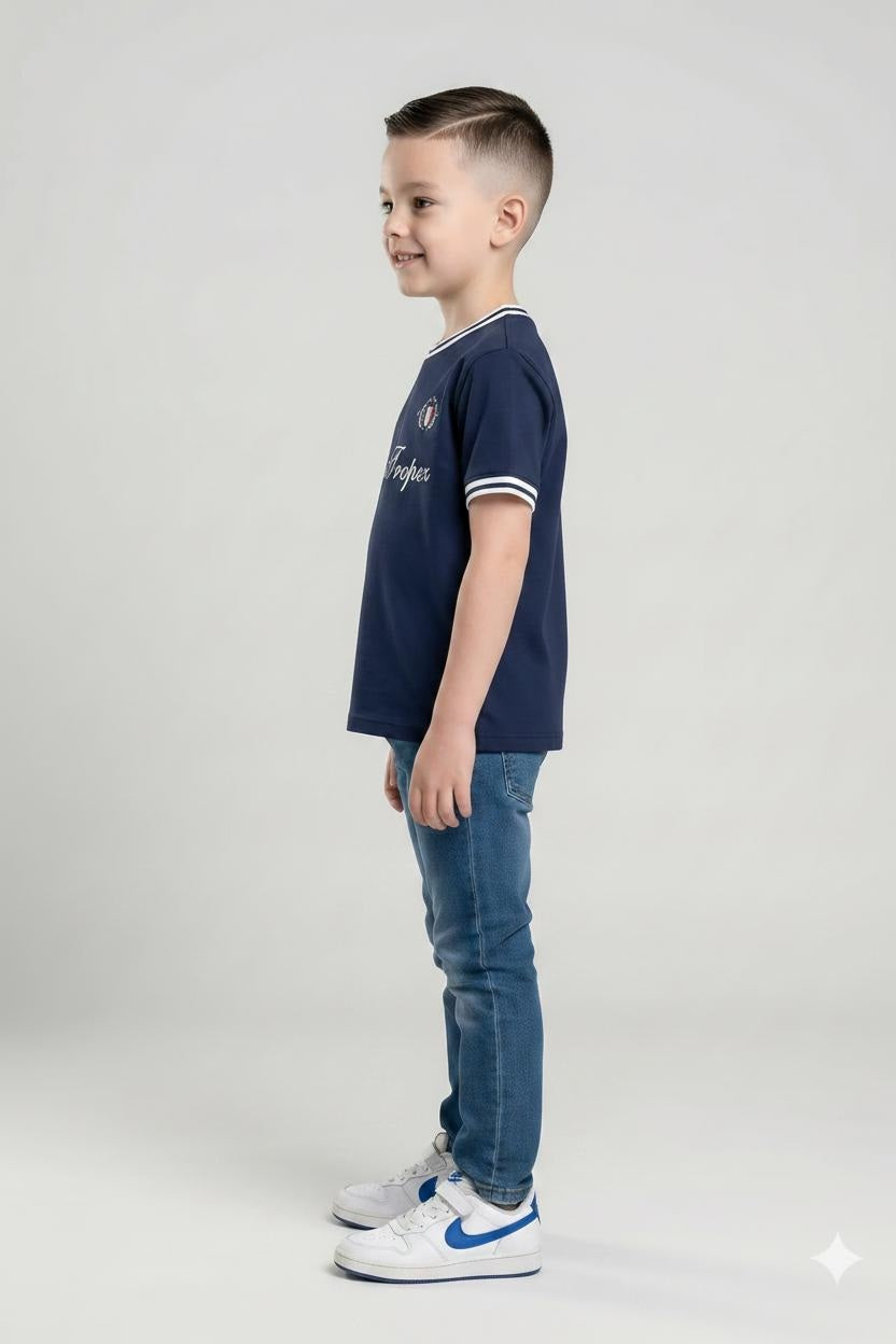 Boys Navy Typography Printed T-shirt