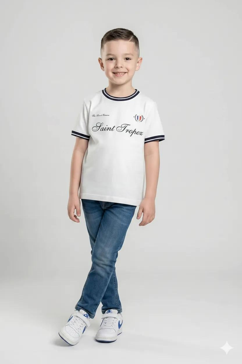 Boys Off White Typography Printed T-shirt