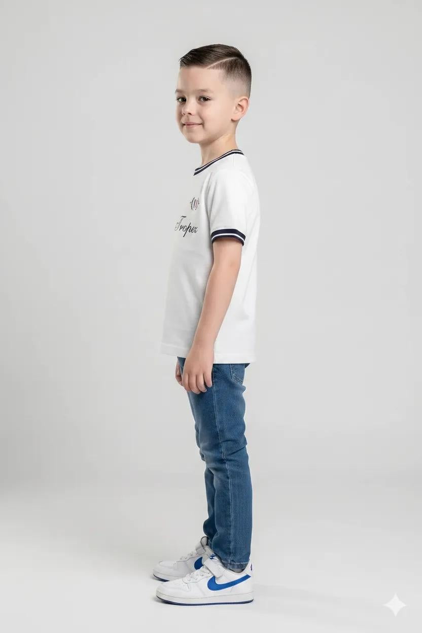 Boys Off White Typography Printed T-shirt