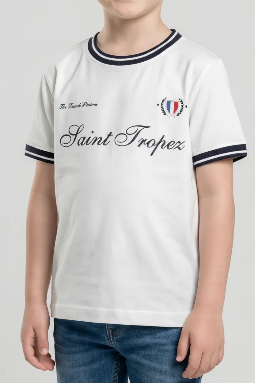 Boys Off White Typography Printed T-shirt