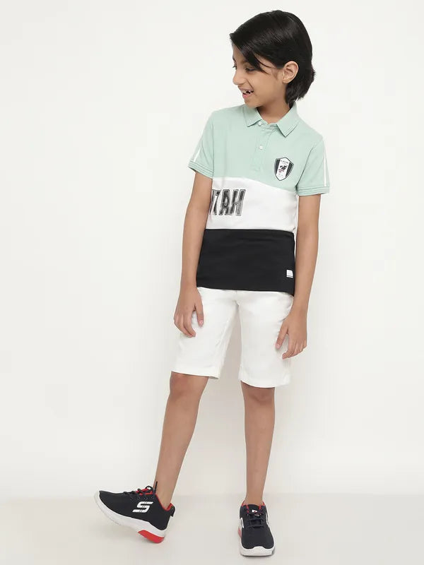 Octave Boys Colourblocked Polo Collar Cotton T-Shirt