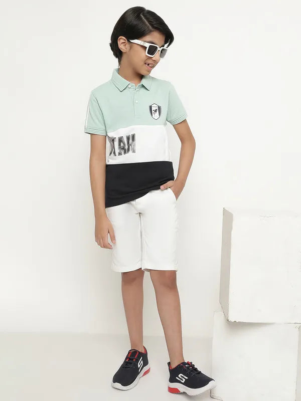 Octave Boys Colourblocked Polo Collar Cotton T-Shirt