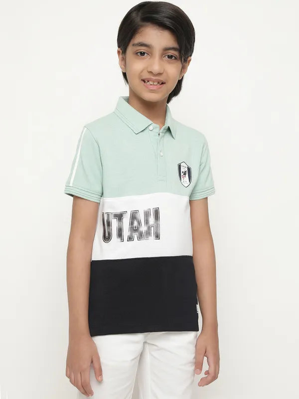 Octave Boys Colourblocked Polo Collar Cotton T-Shirt