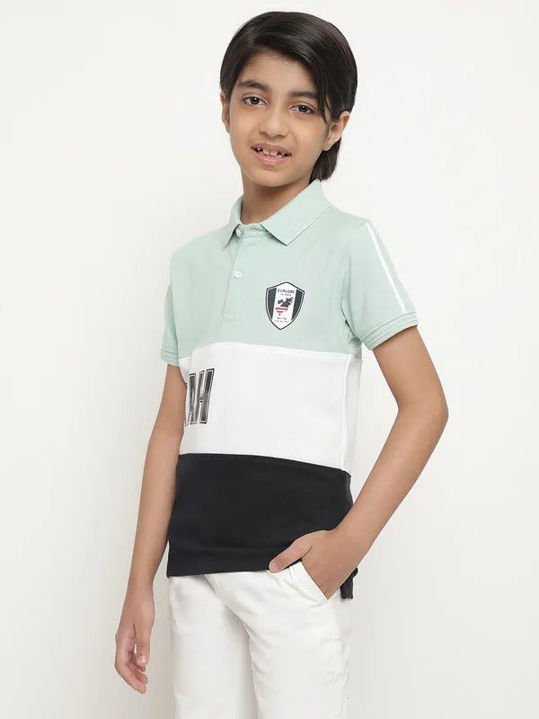 Octave Boys Colourblocked Polo Collar Cotton T-Shirt